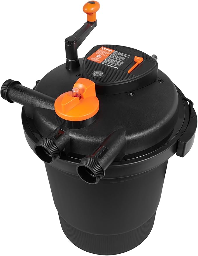 VEVOR Bio Pressure Pond Filter, Up to 3200 Gallons, with 13W UV-C Light, 2630 GPH, Pressurized Biological Pond Filter System Filtration Equipment for Fountain Pool, Koi Fish Aquarium Tank Garden Water