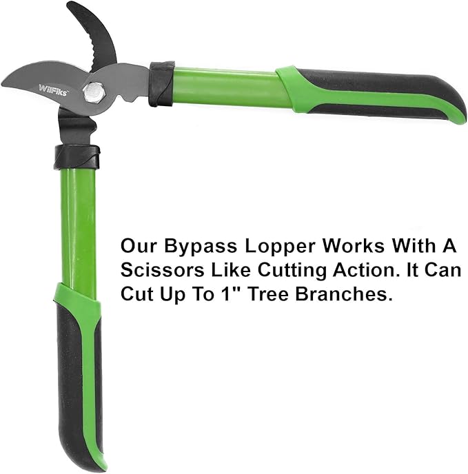 WilFiks 15" Mini Bypass Lopper, Garden Pruning Shears, Tree Trimming Hand Tool, Classic Steel Hand Gardening Scissors with A Comfortable, Shock Absorbing Handle, Strong Pruner For Tree Branches