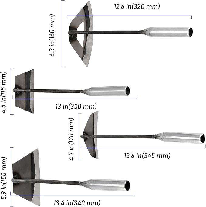 4 PCS Garden Hoe Tool Set, Hardened Hollow Hoe Garden Edger Weeder, Sharp Handheld Hoe for Weeding, Loosening Soil, Planting