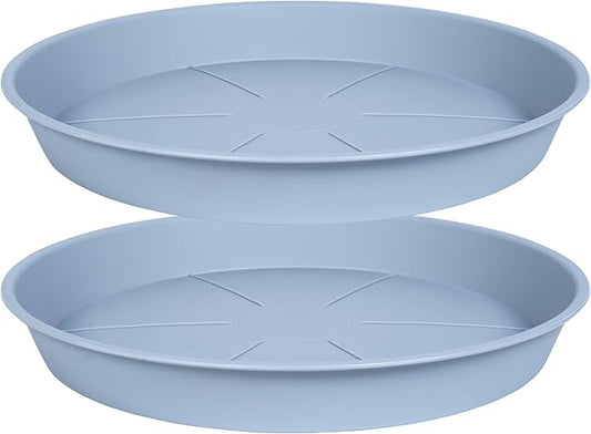 2 Pack of Plant Saucer Tray 19 inch, Heavy Duty Plastic Pot Plant Drip Trays Saucers for for Indoors Outdoor, Plant Water Tray for Planters 16-19" (19", Light Gray)