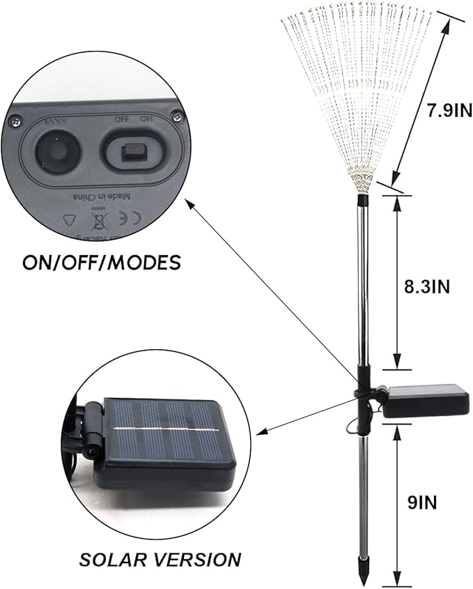 Solar Garden Firework Lights Outdoor Waterproof 4 Pack 120 LED Sparklers Solar Lights for Outside Patio Backyard Yard Pathway Walkway Decorations (Colorful)