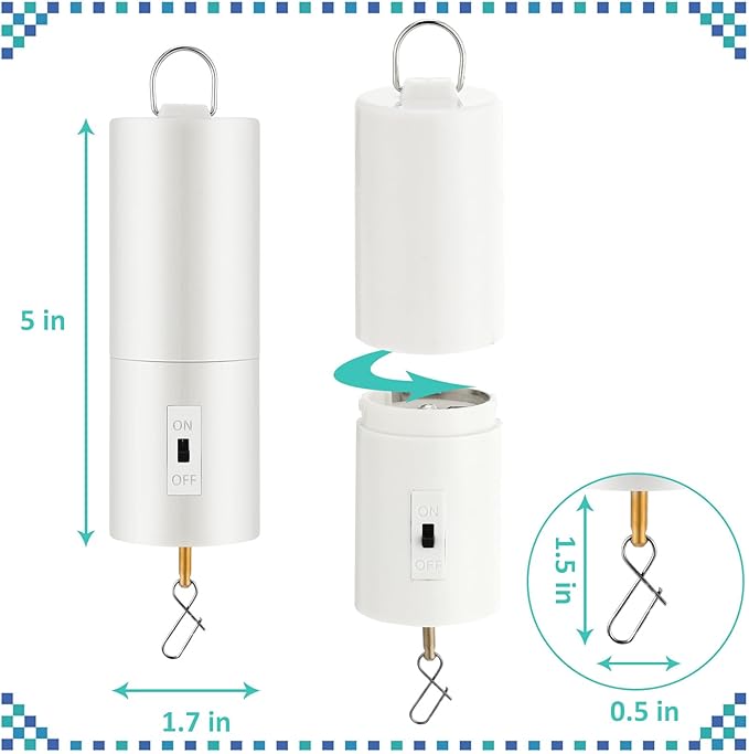 Therwen 6 Pcs Ornament Spinner Battery Operated Wind Spinner Motor Rotator Disco Ball Motor Outdoor Hanging Ornament for Halloween Mardi Gras Decoration, No Battery(White)