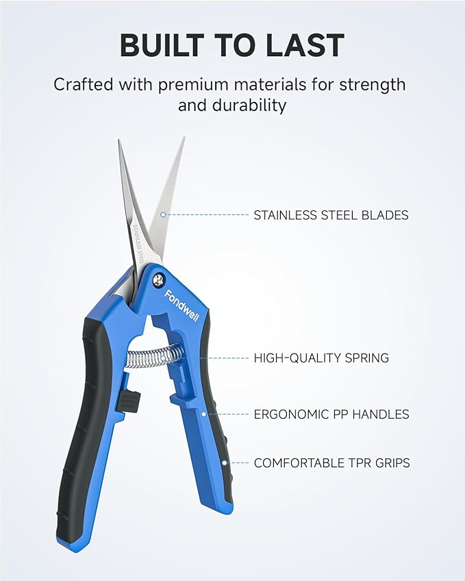 Fondwell 6.5" Garden Shears Trim Scissors: Pruning Shears for Gardening - Ultra Sharp Garden Clippers with Straight Blades