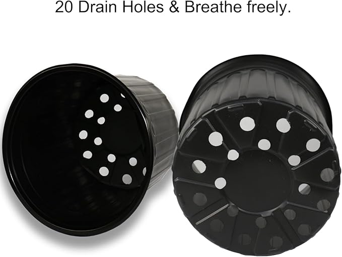 50-Pack 2.5 Gallon Flexible Plastic Plant Pots,Thickened Soft Seed Starting Container for Indoor Outdoor Plants, Seedlings, Vegetables, Succulents and Cuttings