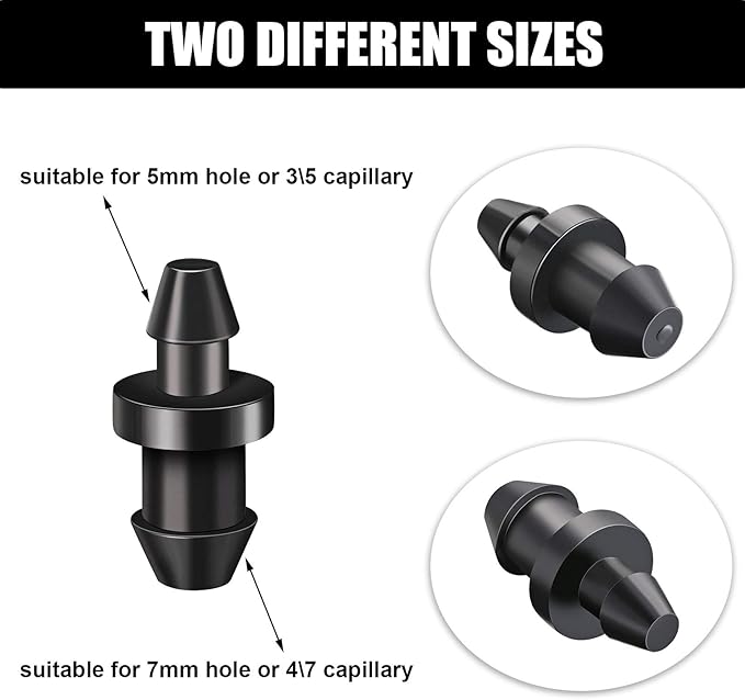 Honoson Drip Irrigation Plugs 1/4 Inch Tube Closure Goof Hole Plugs Irrigation Stopper for Home Garden Lawn Supplies, Black(300 Pieces)