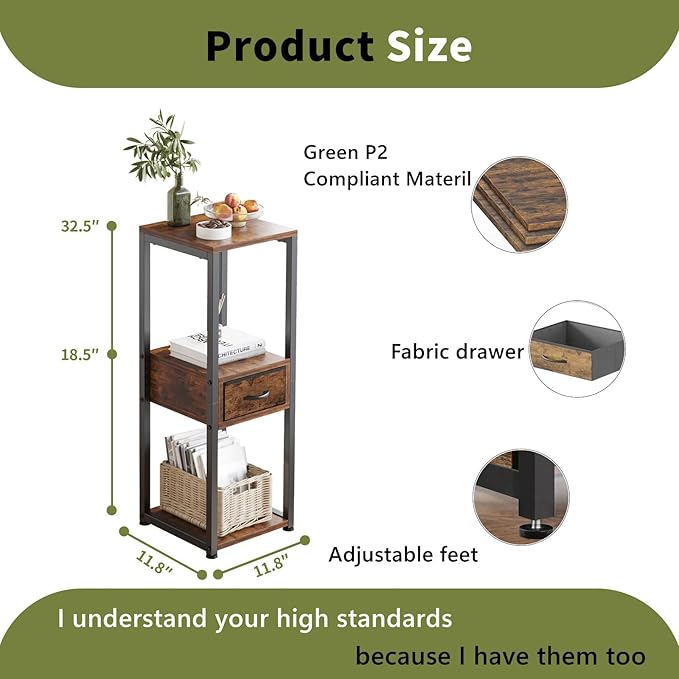 Tall Plant Stands Indoor, 3 Tier Plant Table with Fabric Drawer , Corner Plant Stands for Indoor Plants Multiple, Small Side Table for Indoor Plants, Tall Plant Table