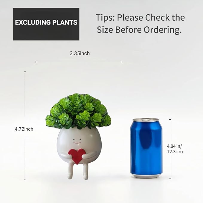 Face Planter Pots Head Cute Resin Cactus for Indoor and Outdoor Face Vase Home Decor Bookshelf Decor Unique Loving Heart Succulent Pots for Valentine's Day Mother's Day Wedding Anniversary