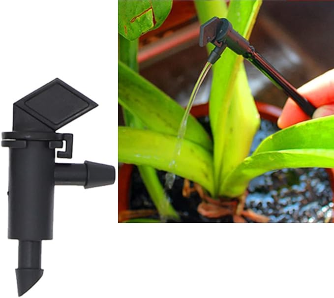 100 Pack 1 GPH Flag Irrigation Dripper Emitter 4L/H Garden Irrigation Drip Emitters Irrigation Emitter Flag Dripper Drip Irrigation Connect 4mm/7mm Hose for Home Garden Trees Herbs (Black)