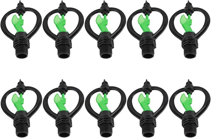 HEEPDD 10Pcs Irrigation Spray Nozzles, G1/2in Impeller Butterfly Nozzles 360 Degree Automatic Rotation Sprinkler Heads for Agricultural Irrigation