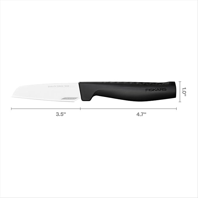 Fiskars Hard Edge 3.5" Peeling Knife - Japanese Stainless Steel Blade Stays Sharp for Everyday Use - Non-Slip Handle for Effortless Cutting - Dishwasher Safe