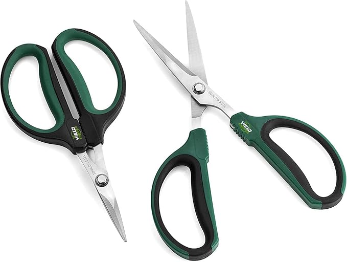 Hydroponic 2-Pack Bonsai Scissors and Plant Trimming Shears Set - Stainless Steel Pruning Shears for Indoor Gardening, Succulent Harvest, and Precision Plant Care