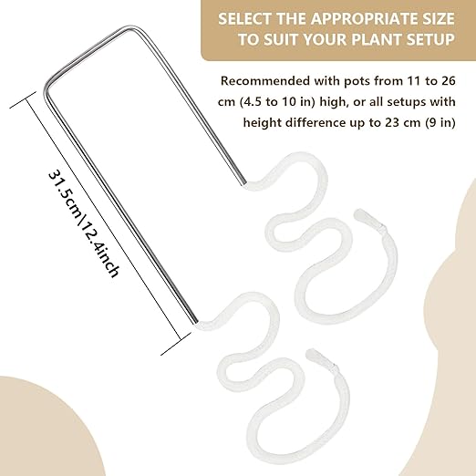 2Pcs Self-Watering Wick System, Stainless Steel Plant Automatic Watering Device with Self Watering Capillary Wick Cord, Passive Lazy Automatic Drip Irrigation for House Plants (M)