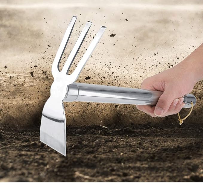 Gardening Rakes Shovel,Digging Hoe Garden Tools 2 in 1 Hoe and Rake,Heavy Duty Stainless Steel Vegetable Flower Planting Digging Gadget (Hoe and Rake)