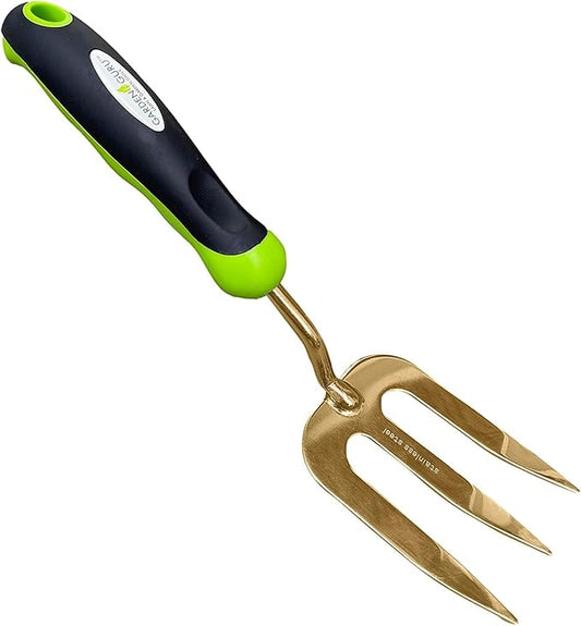 Garden Guru Titanium Hand Weeder Fork Tool – Rust Resistant – Ergonomic Handle – Great for Planting, Spreading Mulch, Weeding, Loosening & Transplanting Soil