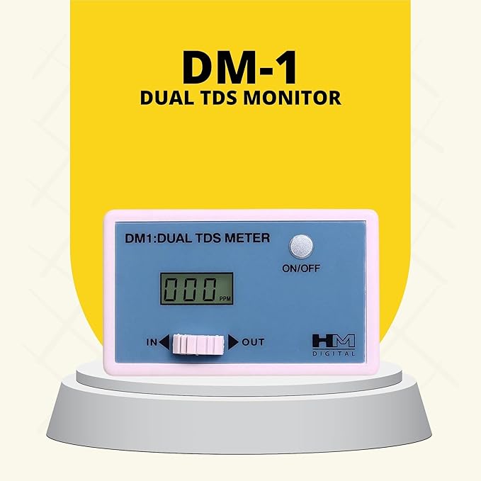 HM Digital DM-1 In-Line Dual TDS Monitor, 0-9990 ppm Range, +/- 2% Readout Accuracy,Blue & White