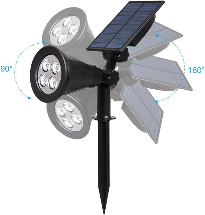 T-SUN Blue Solar Spotlights, Outdoor Waterproof Auto ON/Off Adjustable Garden Pond Lights for Tree, Patio, Yard, Driveway, Stairs, Pool Area