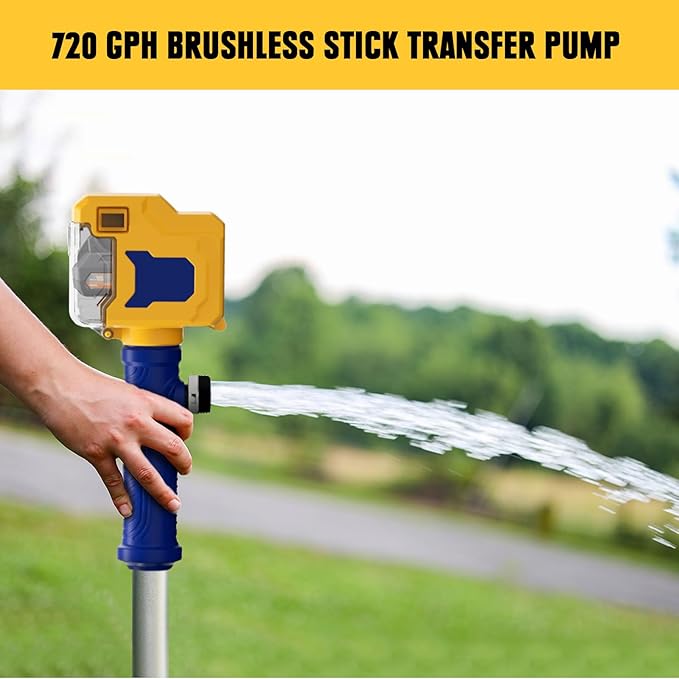 Cordless Stick Water Transfer Pump Compatible with Dewalt 20V Battery, 720GPH Brushless Deep Well Submersible Pump, Portable Sump Pump Stick Utility Pump for Pool Garden Pond (Tool Only)
