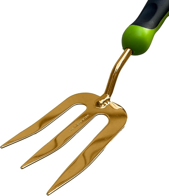 Garden Guru Titanium Hand Weeder Fork Tool – Rust Resistant – Ergonomic Handle – Great for Planting, Spreading Mulch, Weeding, Loosening & Transplanting Soil
