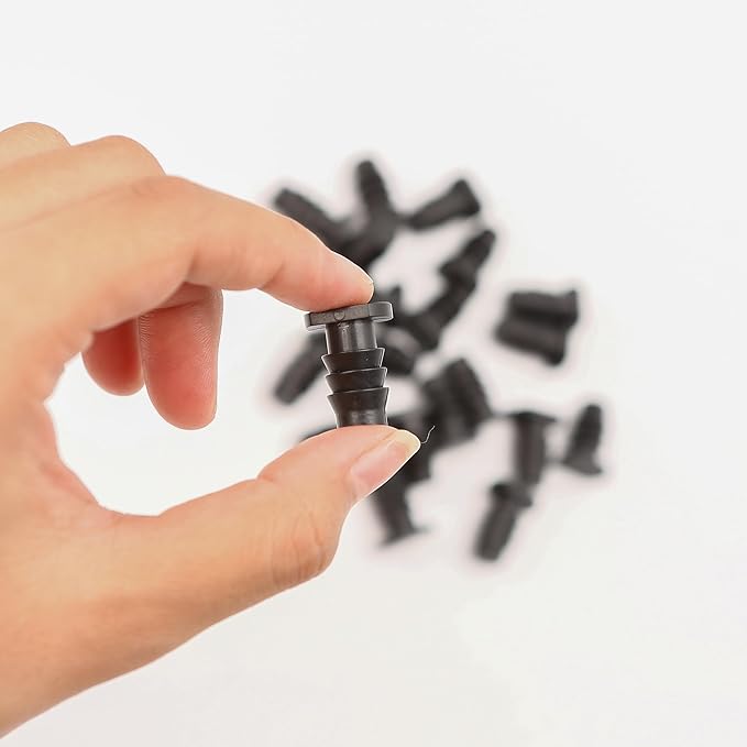 20pcs Irrigation End Cap Tubing Drip Plug Fittings, 3/8 Soaker Hose ID Barbed Parts for Line Goof Connector Garden System, Bore Capillary Tube Sealing Pipe 3/8'' Diameter Tools