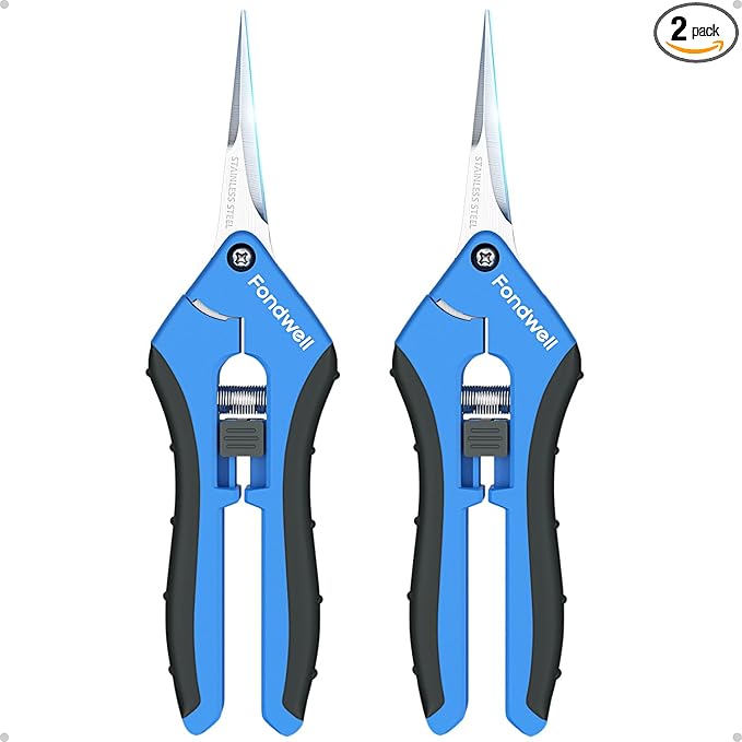 Fondwell 6.5" Garden Shears Trim Scissors: Pruning Shears for Gardening - Ultra Sharp Garden Clippers with Straight Blades