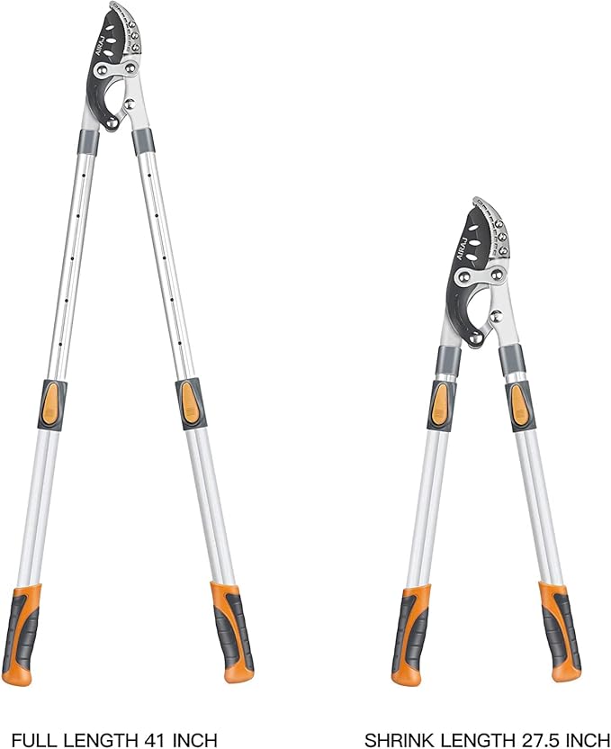 AIRAJ 27-41'' Extendable Anvil Loppers Heavy Duty with Compound Action, Tree Trimmer with 2 Inch Cutting Capacity, Chops Thick Branches Ease,Heavy Duty Tree Pruner with SK5 Spare Blade
