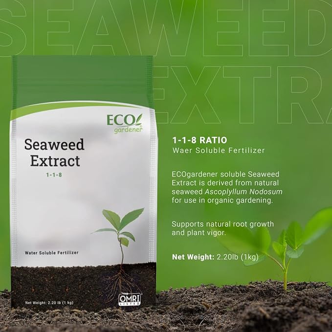 ECOgardener Seaweed Extract Soil Amendment, Water-Soluble, Powdered Organic Soil Conditioner