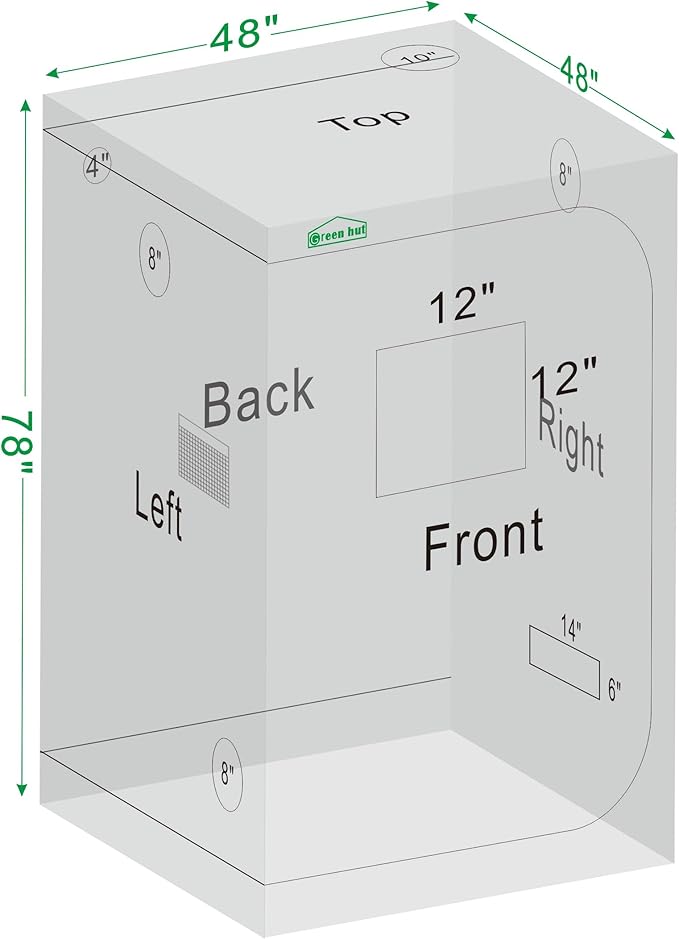 Grow Tent for Plants Indoor 48"x48"x78" Mylar Hydroponic Grow Tents Indoor Grow Room for Plant Fruit Flower Veg with Observation Window & Removable Waterproof Floor Tray