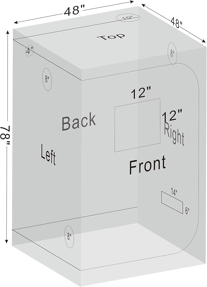 Grow Tent 48"x48"x78" Growing Tents for Indoor Plant 600D Mylar Hydroponic High Reflective Grow Tent for Plant Fruit Flower Veg Growing 4x4