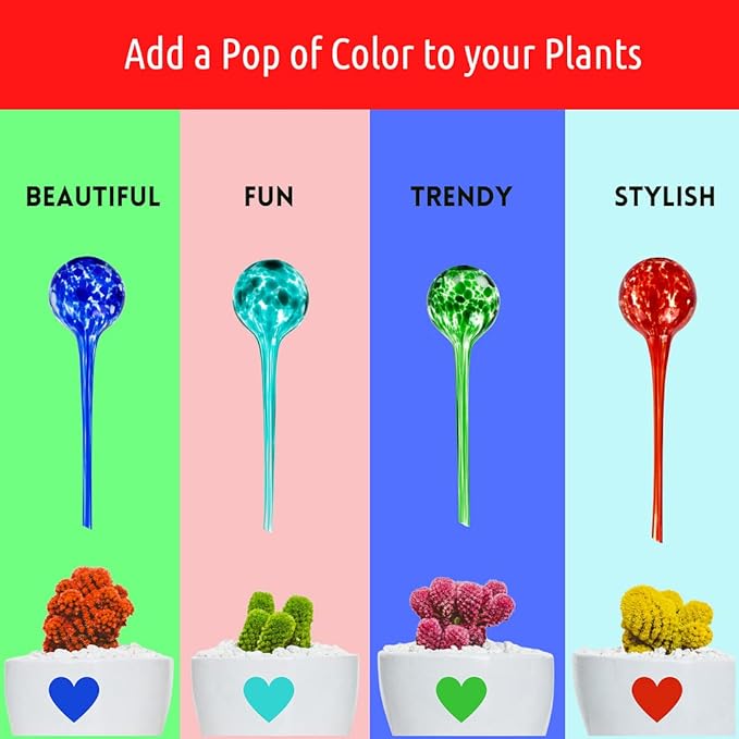 LGL Plant Watering Globes - 1 Piece. Decorative Self Watering Planter Inserts Made From Hand-Blown Durable Glass. Keep your Outdoors and Indoor Plants Healthy. Ideal Plant Lover Gift (1pk Small)