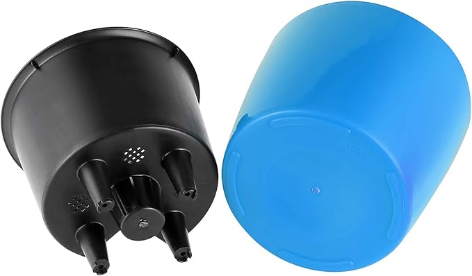 KINJOEK 4 Packs 7 Inch Self Watering Pot with Water Level Indicator, Blue Modern Garden Decorative Flower Self-Watering Planter for Indoor Plants Grow African Violets Succulents