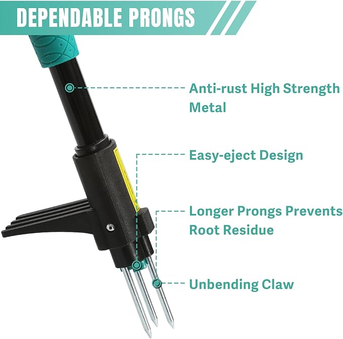 Breeze Touch 39" Weed Pulling Tool, 3-Claw Detachable Weed Puller Tool with Long Handle, Heavy Duty Stand Up Weeder Weeding Tool for Lawn, Yard, Garden, Crabgrass, Dandelion Picker, Weed Remover