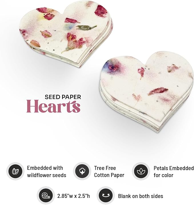 50 pcs Large Pink Hearts – Plantable Seed Paper for Weddings, Gifts, and Life Events (#17s)