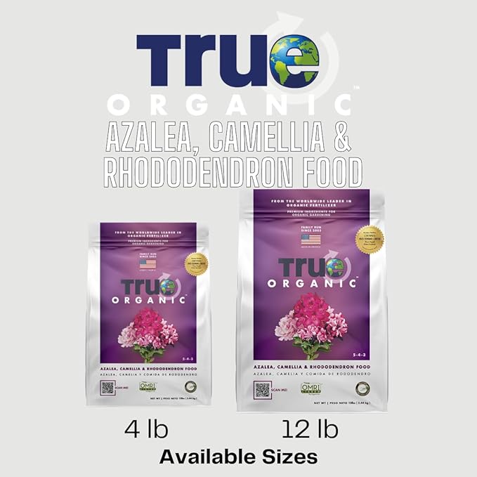 True Organic Azalea, Camellia & Rhododendron Food – Organic Fertilizer for Low-pH Plants – 12lb Bag