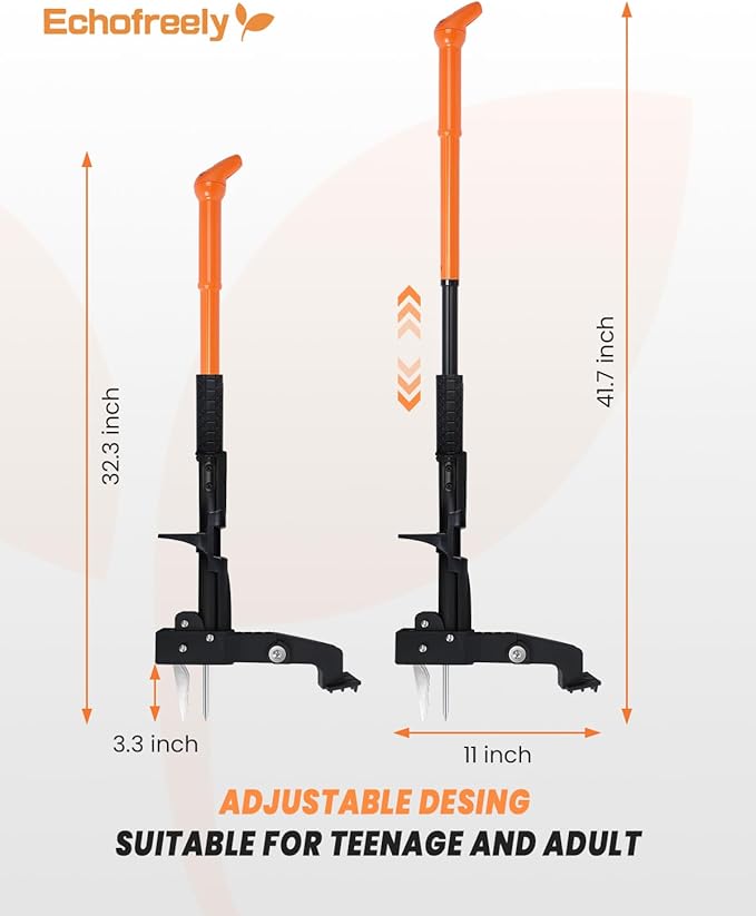 4-Claw Stand Up Weed Puller Tool, 32″to 42 ″ Length Adjustable Weeder,Easy-Eject Design,35% Easier Stronger Foot Platform, No Need Bending or Kneeling, Easily Remove Weeds