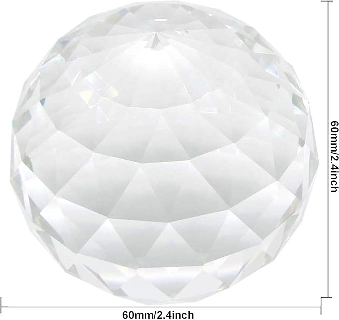 Clear Crystal Ball Prism Window Rainbow Maker Window Prisms Suncatcher for Feng Shui, (60mm /2.4inch)