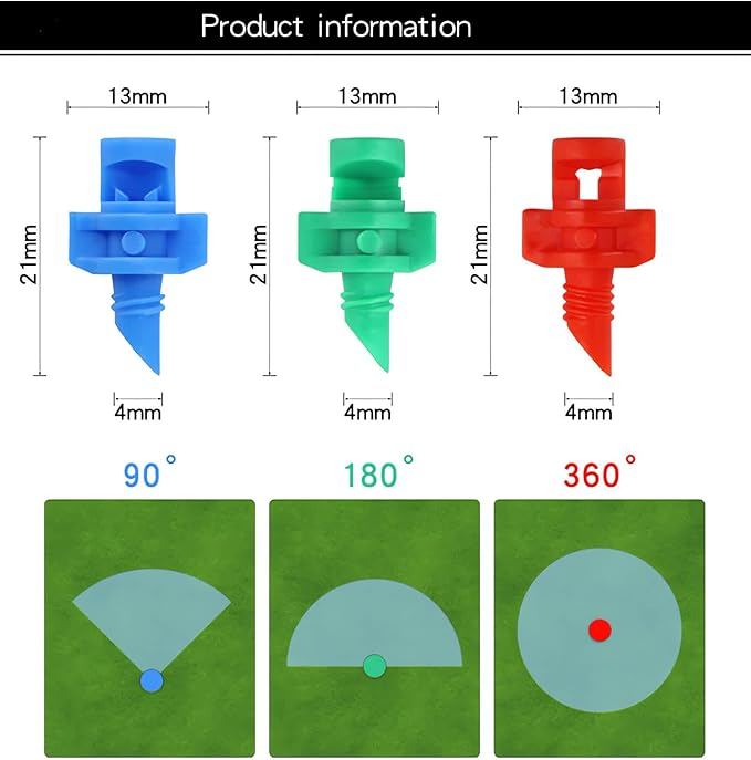 150pcs 90/180/360 Degree Polyethylene (PE) Micro Sprayer Refraction Automizing Sprinkler Nozzle Irrigation System Garden Lawn Plant Irrigation Water Sprinkler