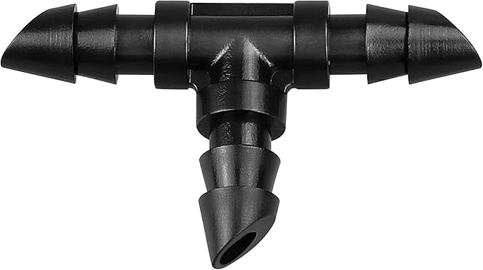 60 Pieces Drip Irrigation 1/4" Barbed Tee Fittings, Barbed Connectors for 1/4 Inch Irrigation Tubing, Drip Line Tee for Drip Sprinkler Garden Lawn Systems