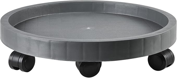 17.5 Inch Planter Caddies Rolling Saucer Caddy with Wheels, Heavy Duty Wheeled Stand for Potted Plant, Round Coaster Roller Base Tray with Casters, Flower Pot Dolly Holder for Indoor Outdoor