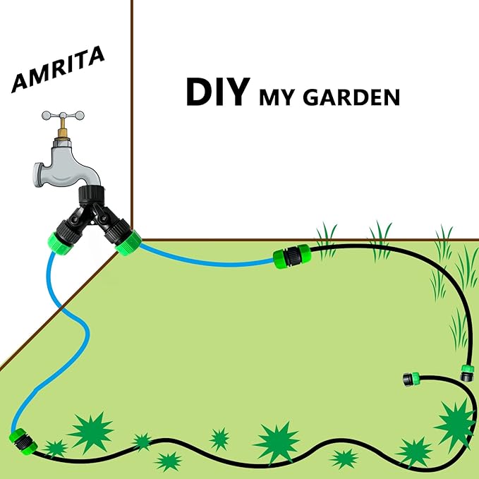 AMRITA Soaker Hose for Garden 60ft,PVC Garden Hose 50ft, 1/2" Drip Hose Linkable Consistent Irrigation Hose Save 70% Water, Heavy Duty Round Soaker Hose for Garden Bed Foundation.(1/2-60ft+50ft)