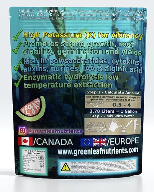 Organic Sea-K for Plants Seaweed and Kelp Fertilizer Supplement Concentrated Extract Powder Nutrient