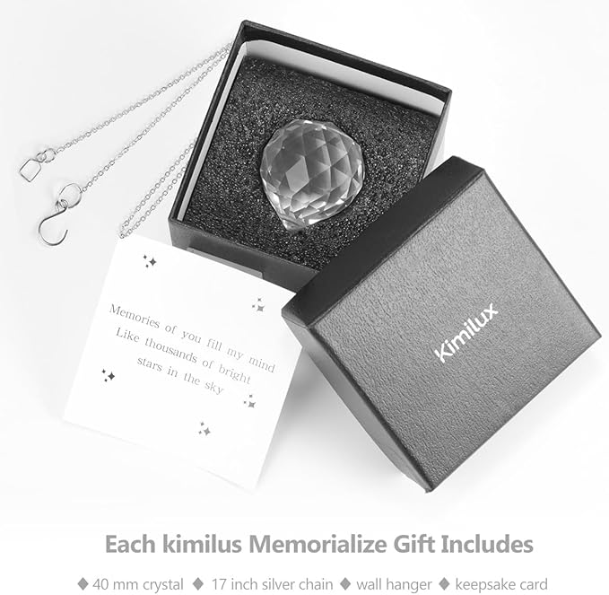 Modern Grief Gift Memorial Gift for Loss of Loved One, Loss of Father, Loss of Mother Remembrance Gifts 40 mm Crystal Ball Rainbow Maker Best for Daily Remembrance