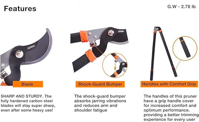 30'' Bypass Loppers Pruners Heavy Duty Garden Shear Tree Trimmer Branch Cutter Shrub Care Tool