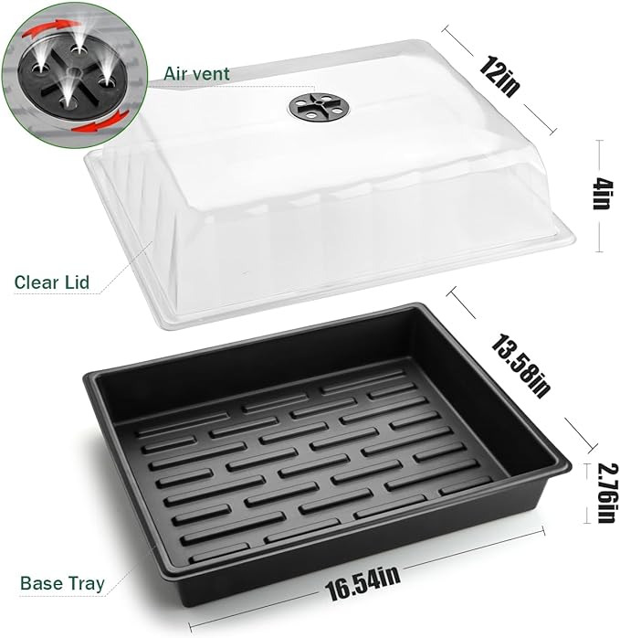 Anti-drip Seedling Starter Trays with 4" Dome, 5set Seed Starting Tray with Humidity Cover and Drip Tray, Drip Proof Mini Propagator Plant Grow Kit for Herb Seedling Propagation Growing