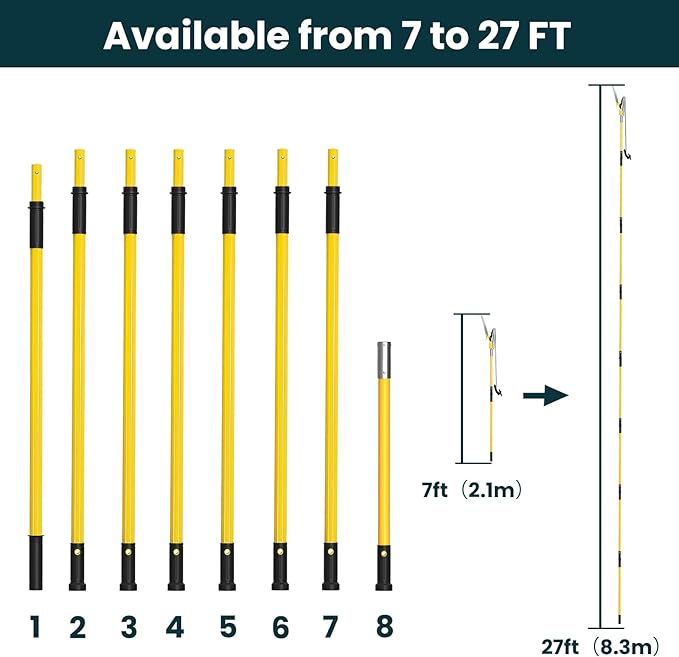 27 FT Pole Saws for Tree Trimming, [Ultra Sturdy] Tree Pruner with Thickened Saw Blade and Scissors for Tree Trimmer, Pole Cutter for Backyard and Garden, Bush Cutting and Pruning of Palm Trees