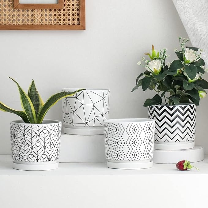 Ceramic Plant Saucer Pot Tray 2 Pack 4.7 6 7 8 9 10 12 13 15 inch White, Planter Water Drip Trays for Plant Saucers Indoors, Thick Durable Sturdy Flower Pot Saucers for Glazing Pots Base