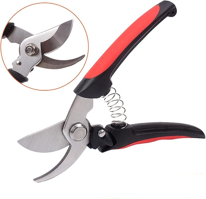 Garden Pruning Shears, Hand Pruner Scissor Tree Trimmers Secateurs Potted Cutters Snips Branch Plant Hedge Clippers Gardening Tool Stainless Steel Blades for Home Loppers Flower Bonsai Trimming