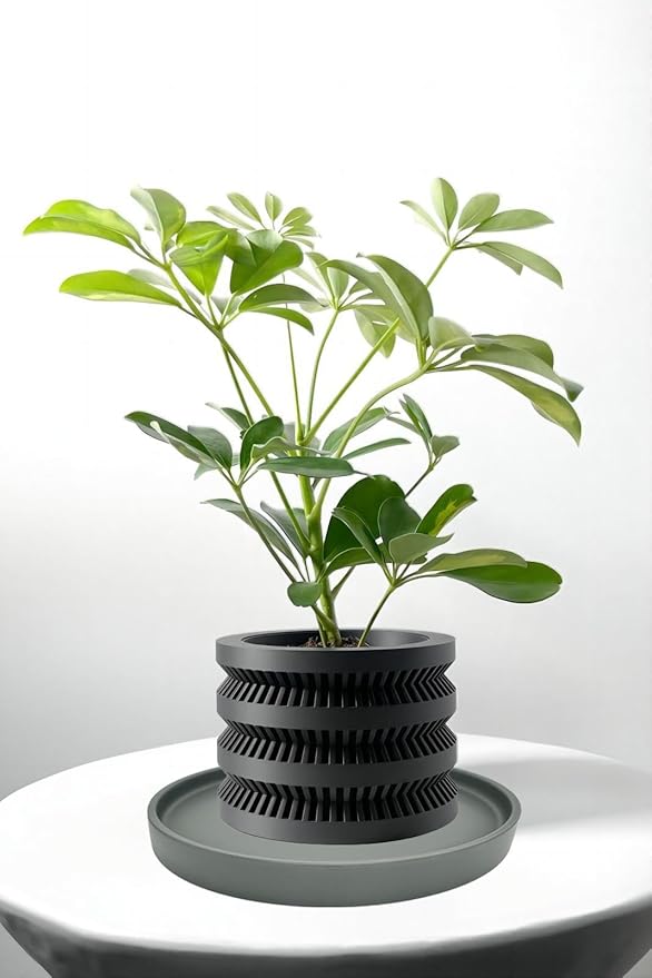 4 Pack Ceramic Plant Saucer Pot Tray 4 Inch, Planter Saucers 4 5 6 7 8 9 10 11 12 13 Inch for Indoors Outdoor, Durable Sturdy Flower Drainage drip Water Tray for Glazed Pots Base (4.7 Inch-Grey)