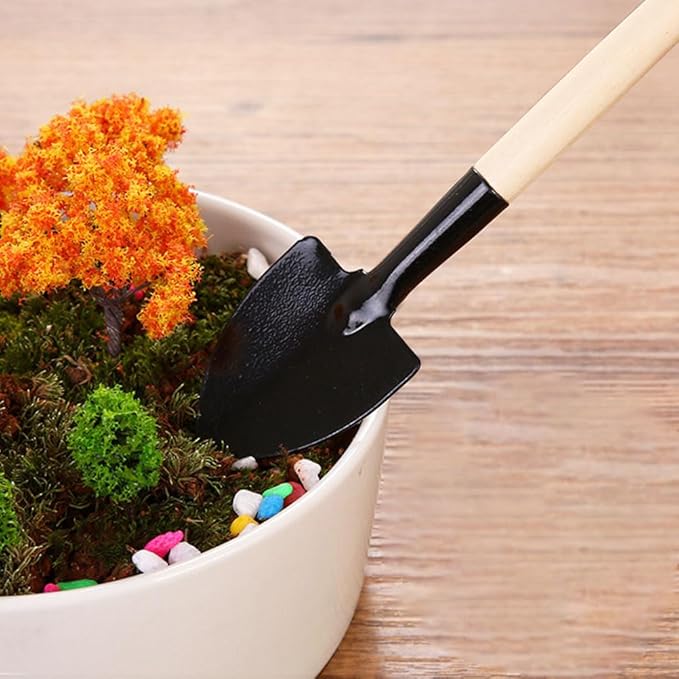 GANAZONO 8 Sets Mini Gardening Tools Portable Garden Hand Tools Set Miniature Gardening Rake Trowel and Shovel for Bonsai Succulents Herbs Planting