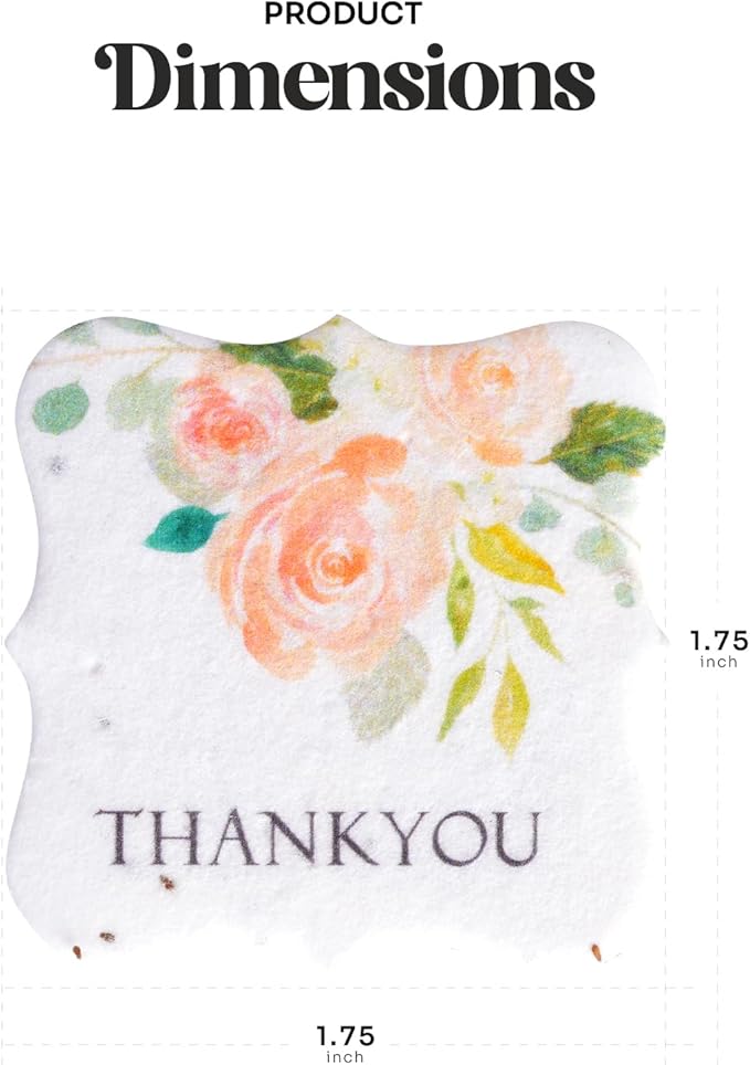 20pcs Thank You Tags Seed Paper – Plantable Wildflower Packets for Weddings, Gifts, & Life Events (20 Square Assorted)