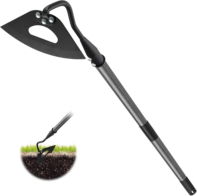 Hardened Hollow Hoe with Long Handle,Heavy Duty Garden Hoes for Weeding Loosening Soil Digging Planting Ridging, Handy Hoe Garden Tool (55")